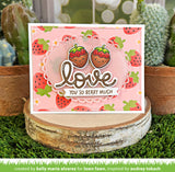 LAWN FAWN: Sweet Strawberry | Stamp, Coloring Stencil & Die Bundle