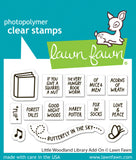 LAWN FAWN: Little Woodland Library Add-On | Stamp, Coordinating Stencil & Die Bundle