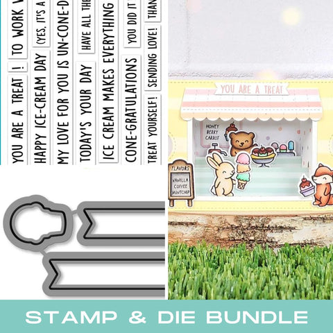 LAWN FAWN: Treat Cart Sentiment Add-On | Stamp & Lawn Cuts Die Bundle