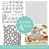 LAWN FAWN: Treat Cart Add-On | Coffee | Stamp, Coloring Stencil & Die Bundle