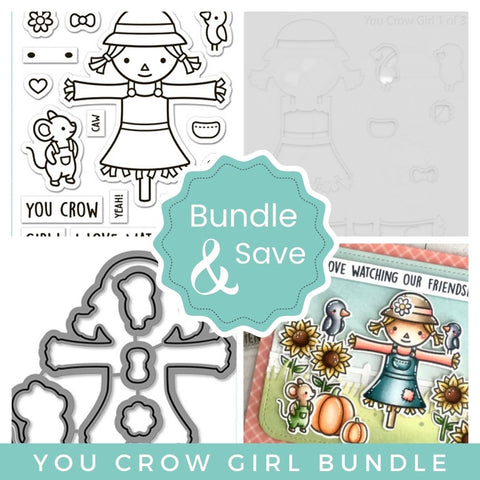 LAWN FAWN: You Crow Girl | Stamp, Coloring Stencil & Die Bundle