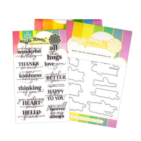 WAFFLE FLOWER: Sweet Lattice Sentiments | Combo Stamp & Die