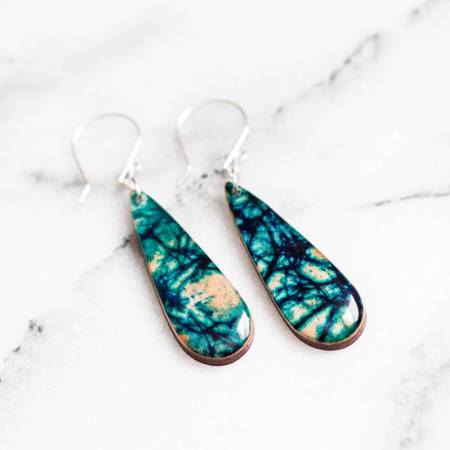 NO MAN'S LAND ARTIFACTS:  Blue Batik Teardrop Earrings